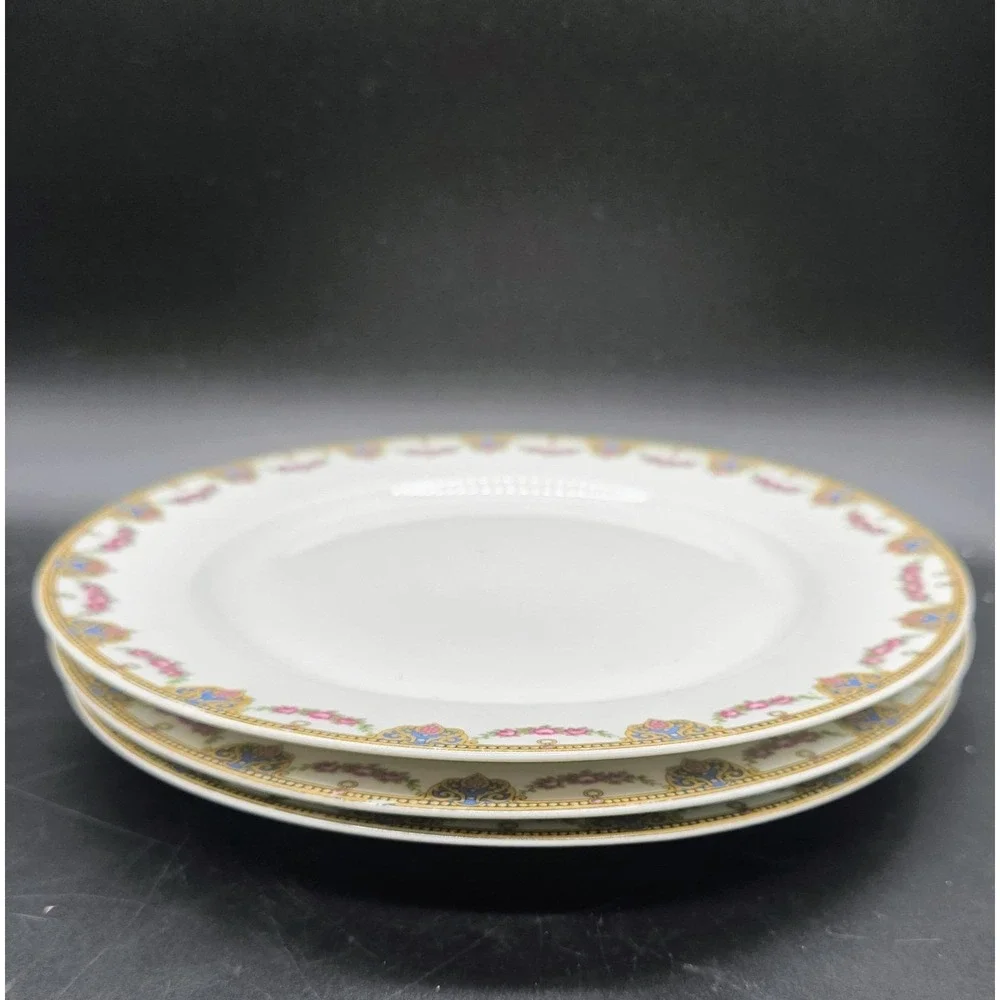 Set/3 Vintage T&V Limoges Porcelain Dinner Plat3 Floral Banner 10